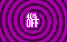 40% Off Sale Banner Discount Illustration Business Vector Purple Spiral White Bebas