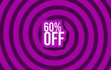 60% Off Sale Banner Discount Illustration Business Vector Purple Spiral White Bebas