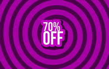 70% Off Sale Banner Discount Illustration Business Vector Purple Spiral White Bebas