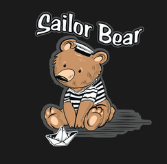 Sticker - vector of sailor bear, reach the shore, cute bear, bear vector, junior explorer, cute sailor bear for t shirt