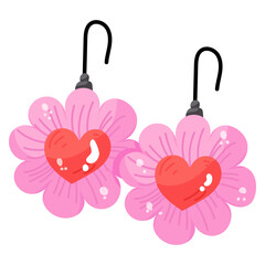 Sticker - Beautiful flat sticker icon of earrings 