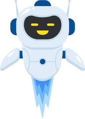 Wall Mural - Happy flying chatbot Character. Support Automated Service. Vector illustration