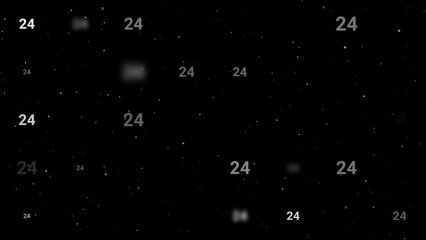 Poster - Template animation of evenly spaced around the clock symbols of different sizes and opacity. Animation of transparency and size. Seamless looped 4k animation on black background with stars