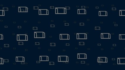 Poster - Football goal symbols float horizontally from left to right. Parallax fly effect. Floating symbols are located randomly. Seamless looped 4k animation on dark blue background