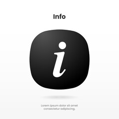 Fototapete - 3d Black info point icon. i icon symbol. Help and hint symbol. FAQ and detail symbol. Information icon collection. Info button. Info symbol minimal and flat style. Stock vector.