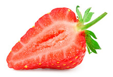 Sliced Strawberry Isolated On White Background. Macro. Clipping Path