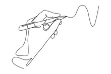 Continuous Line Drawing Of Hand Drawing Line With Pen
