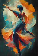 Poster - Drawing of a Dancing Girl - Ballerina