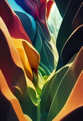 Wall Mural - vertical 3d render of futuristic colorful abstract geometric fluid texture