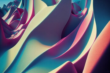 Wall Mural - 3d render of blue abstract futuristic geometric fluid texture