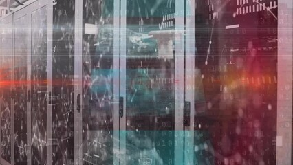 Poster - Animation of data processing and light spots over server room
