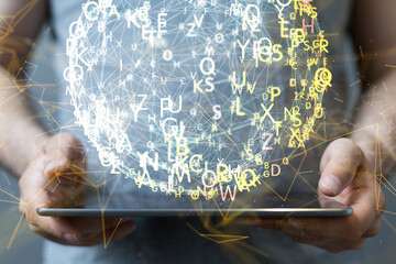 Poster - conference Digital Network and data concept 3d
