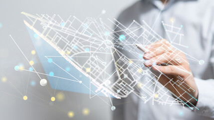 Poster - conference Digital Network and data concept 3d