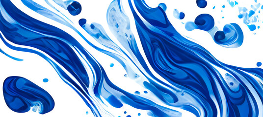 Poster - Blue and White liquid marble watercolor abstract texture wallpaper