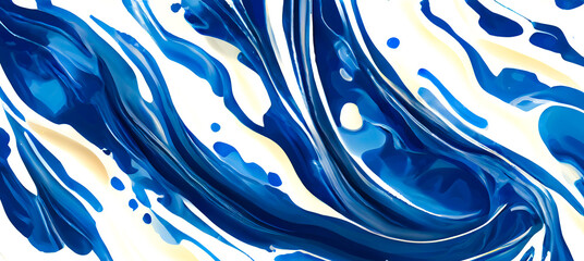 Poster - Blue and White liquid marble watercolor abstract texture wallpaper