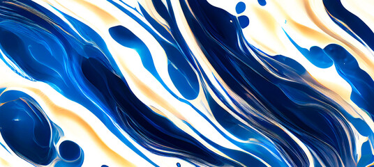 Poster - Blue and White liquid marble watercolor abstract texture wallpaper