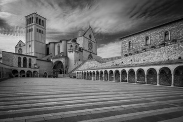 Ancient Papal basilica of San Francesco of Assisi. Art and religion.