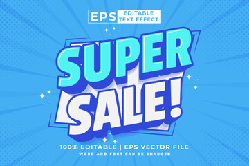 Poster - Editable text effect super sale 3d cartoon template style premium vector