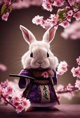 Wall Mural - Illustration of cute samurai bunny