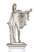 Front View Of Antique Apollo Belvedere Statue Isolated