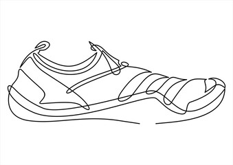 Wall Mural - illustration of sneakers. Sports shoes in a line style. Continuous one line