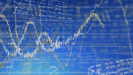 Poster - Animation of data processing over blue background