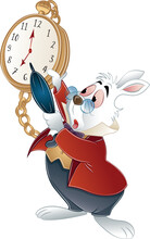 Rabbit In A Hurry Running To Wonderland Pointing To Time