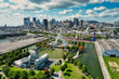 View on Montreal Old Port and downtown building