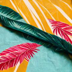 Wall Mural - Abstract multicolored bright background with tropical exotic leaves