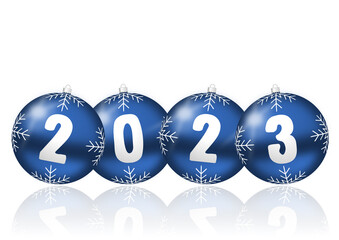 Aufkleber - New year 2023 illustration with Christmas balls on white background