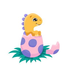 Wall Mural - Cute little dinosaur illustration in cartoon style