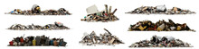 Pile Of Trash, Garbage Heap Isolated On White Background
