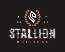 Horse Modern Logo, Heraldic Emblem Design Editable For Your Business. Stallion Vector Illustration.