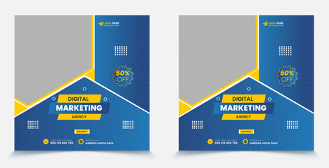 Digital Marketing Agency Square Social media post, flyer banner design template 