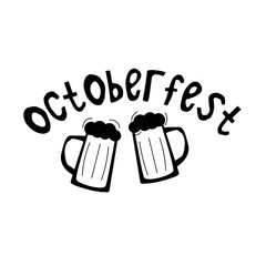 Wall Mural - Octoberfest sign with beer glasses 