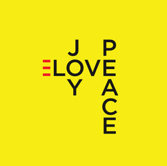 Wall Mural - love, joy, and peace icon. yellow background. vector logo illustration.