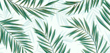 Fototapeta Sypialnia - Abstract luxury art background with tropical palm leaves. Botanical banner with exotic plants in watercolor style for wallpaper, packaging, decor, print, interior design.