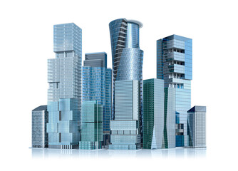 Wall Mural - City landscape, modern building on a white background. 3d illustration