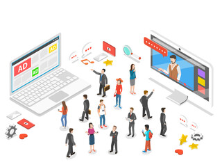 Display vs native advertising isometric .