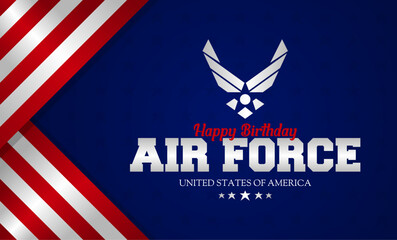 Happy birthday United States Air Force vector illustration. Suitable for Poster, Banners, background and greeting card. 