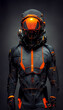 Futuristic Sci-Fi armor concept with innovative technology for police or military forces on a male body, hyper resolution, photo realistic 3D illustration, 9:16