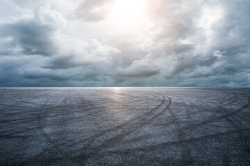 Asphalt road and sky cloud background