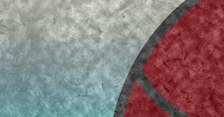 Poster - composition of close up black and red basketball stencil design over textured grey background