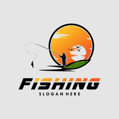 Wall Mural - Fishing logo design vector illustration