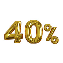 3d Balloon Text 40 Percent Off Discount Promotion
