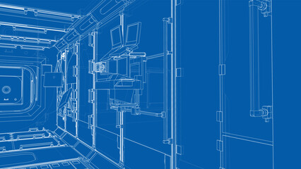 Wall Mural - Interior of the space station. Vector