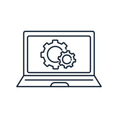 Poster - Concept of data processing, workflow, technical support. Vector icon isolated on white background.