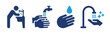 Washing hands icon set. Cleaning hand symbol. Vector illustration