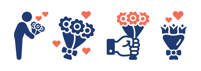Poster - Bouquet icon set. Offer flowers symbol. Valentine concept. Vector illustration.