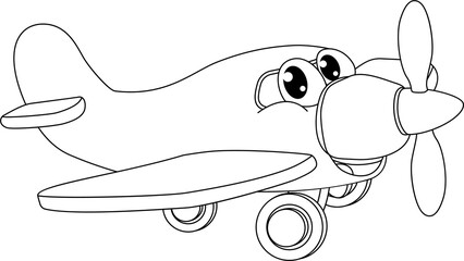 Wall Mural - Aeroplane Cartoon Coloring Book Plane Airplane